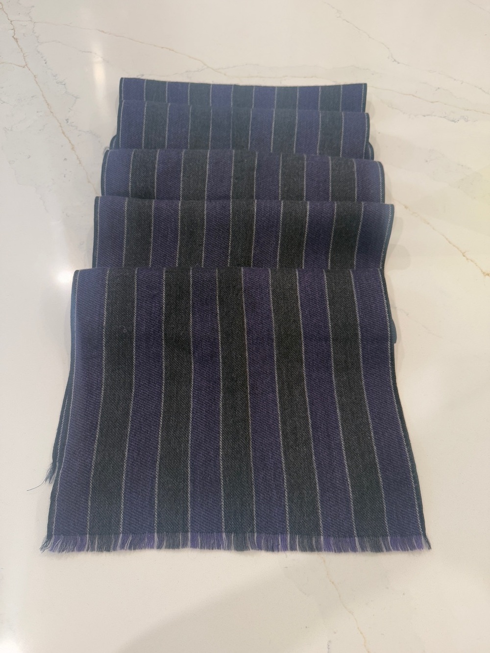 Canali 100% Wool Scarf Made in Italy Double Face Purple Gray Quiet Luxury
